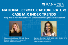 Image reads National CC/MCC capture rate and case mix index trends using data to drive focused audits and education for optimal reimbursement