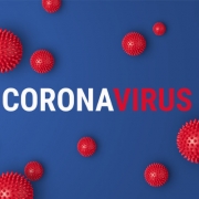 Image reads Coronavirus with Virus graphics nearby