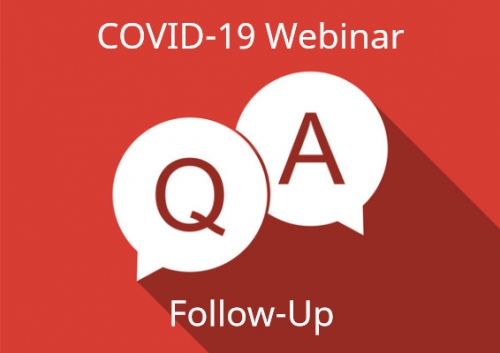 Graphic image reads COVID-19 Webinar Q&A Follow-Up